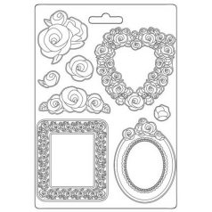   Öntőforma A4, Rose Parfum frames and roses / Stamperia Soft Mould (1 db)