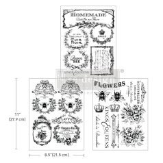   Re-Design with Prima Transzfer fólia 8.5"x11" (21x28cm) French Labels - Decor Transfers (1 csomag)