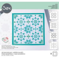   SIZZIX Stencil 665840, Geo Background  / Sizzix Layered Stencil (1 csomag)