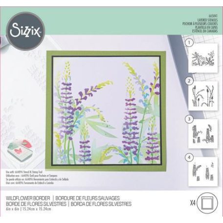 SIZZIX Stencil 665841, Wildflowers  / Sizzix Layered Stencil (1 csomag)