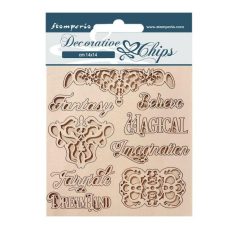   Stamperia Chipboard 14x14 cm - Magic Forest - Writing And Plates - Stamperia Decorative Chips (1 ív)