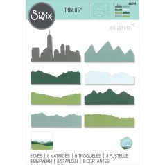   SIZZIX vágósablon, bélyegzővel 666248 - Skyline Silhouettes - Thinlits Die Set  (1 csomag)