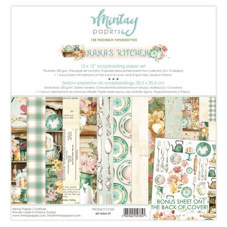 Mintay Papers MINI Papírkészlet kivágóívvel 12" (30 cm) - Nana's Kitchen (7 lap)