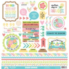   Doodlebug Design Scrapbook Matrica 12" (30 cm) - Seaside Summer - This & That Stickers (1 ív)