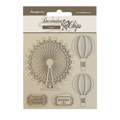   Stamperia Chipboard 14x14 cm - Around the World - Ballons - Decorative Chips (1 ív)