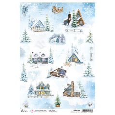   Ciao Bella Rizspapír A4 - Dreaming cottage - Winter Journey - Rice Paper (1 ív)