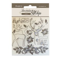   Stamperia Chipboard 14x14 cm - Christmas - Magic Time - Decorative Chips (1 ív)