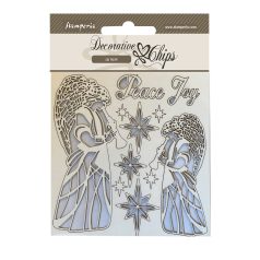   Stamperia Chipboard 14x14 cm - Christmas - Angels  - Decorative Chips (1 ív)