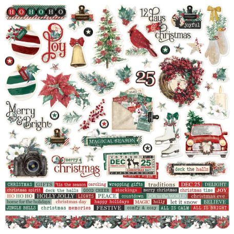 Simple Stories Matrica 12" (30 cm) - Cardstock Stickers - Simple Vintage 'Tis The Season (1 ív)