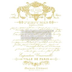   Re-Design with Prima Transzfer fólia 18"X24" - Gold Foil Kacha Perfume Notes - Decor Transfers (1 csomag)