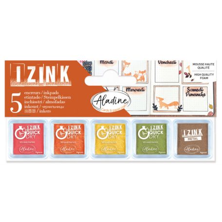 Aladine Tintapárna készlet S - 5 szín - Foliage - Izink Quick Dry (1 csomag)