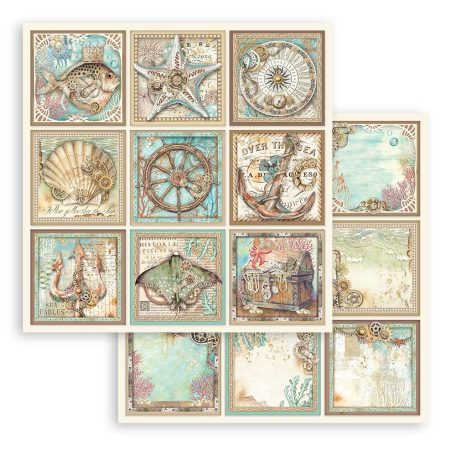 Stamperia Scrapbook papír 12" (30 cm) - Songs of the Sea - Sea tags - Paper Sheets (1 ív)