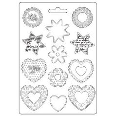   Stamperia Öntőforma A4 - Blue Land - stars and hearts - Soft Mould (1 db)