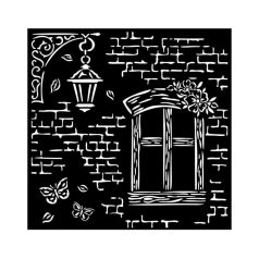   Stamperia Vastag stencil 18x18 cm - Blue Land - window - Thick Stencil  (1 db)