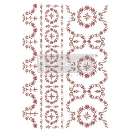 Re-Design with Prima Transzfer fólia 24"X35" - Annie Sloan Flower Garland - Decor Transfers (1 csomag)