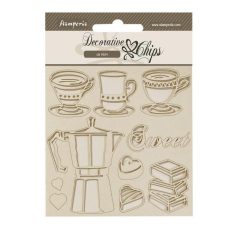   Stamperia Chipboard 14x14 cm - Coffee and Chocolate - MokaDecorative Chips (1 ív)