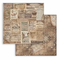   Stamperia Scrapbook papír 12" (30 cm) - Coffee and Chocolate - LabelsPaper Sheets (1 ív)