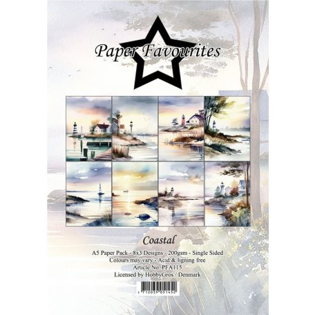 Paper Favourites Scrapbook papírkészlet A5 - Coastal - Paper Pack (24 ív)