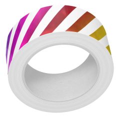   Dekorációs ragasztószalag , Diagonal Rainbow Stripes / Foiled Washi Tape (1 db)