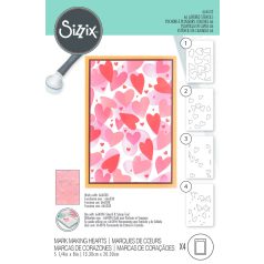   SIZZIX Stencil 666532, Mark Making Hearts / Sizzix Layered Stencil (1 csomag)