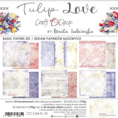   Craft O'Clock Scrapbook papírkészlet 8" (20 cm) - Tulip Love - Basic Paper Set (24 ív)