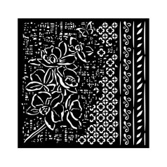   Stamperia Vastag stencil 18x18cm - Orchids and Cats - Orchid Pattern - Thick Stencil  (1 db)