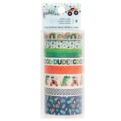   American Crafts Pebbles Cool Boy Dekorációs ragasztószalag Washi Tape (8 db)