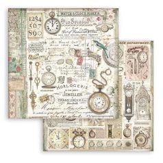   Stamperia Brocante Antiques Scrapbook papír 12" (30 cm) Antiques ckocks Paper Sheets (1 ív)