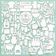   Mintay Papers Chipboard 12" (30 cm) - Decor - BBQ - Chippies (1 ív)