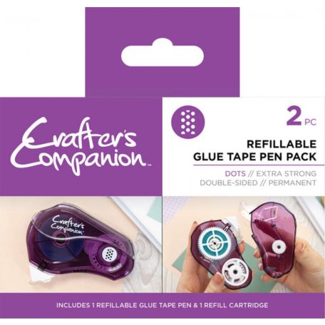 Crafter's Companion Ragasztóroller és utántöltő Glue Tape Pen & Refill Pack Dots  (1 csomag)