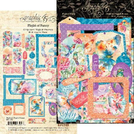 Graphic 45 Flight of Fancy Kivágatok Chipboard Tags & Frames (1 csomag)