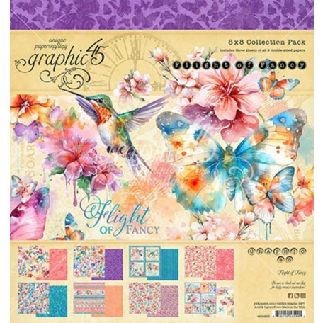 Graphic 45 Flight of Fancy Scrapbook papírkészlet 8" (20 cm) Collection Pack (24 lap)