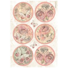   Stamperia Shabby Rose Rizspapír A4 6 Rounds Rice Paper (1 ív)