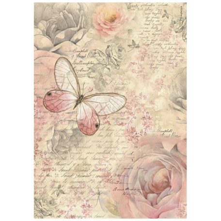 Stamperia Shabby Rose Rizspapír A4 Butterfly Rice Paper (1 ív)