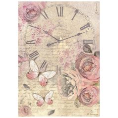 Stamperia Shabby Rose Rizspapír A4 Clock Rice Paper (1 ív)