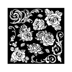   Stamperia Shabby Rose Vastag stencil 18x18cm Rose Pattern Thick Stencil  (1 db)