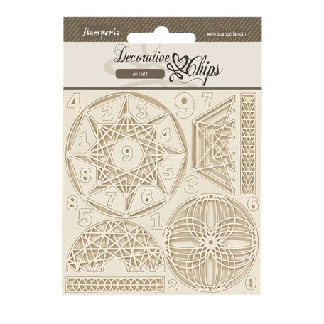 Stamperia Fortune Chipboard 14x14 cm Numbers Decorative Chips (1 ív)