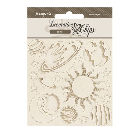 Stamperia Fortune Chipboard 14x14 cm Planets Decorative Chips (1 ív)