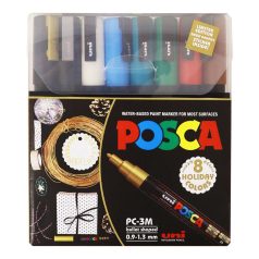   UNI POSCA dekormarker készlet 0.9 mm PC-3M  "HOLIDAY" (8 db)