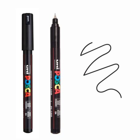 UNI POSCA dekormarker 0.7 mm tűhegyű PC-1MR FEKETE (24) 1 db