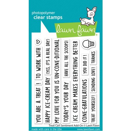 Lawn Fawn Treat Cart Sentiment Add-on Szilikonbélyegző LF3413 Clear Stamps (1 csomag)