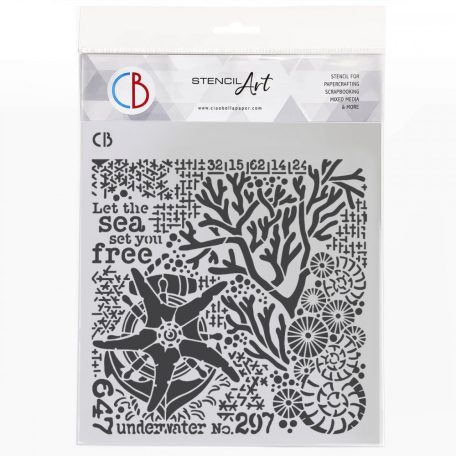 Ciao Bella Coral Reef Stencil 8" (20 cm) retro-futuristic marvels Texture Stencil (1 db)