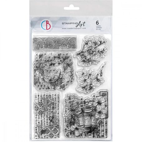 Ciao Bella Land of the Rising Sun Szilikonbélyegző 6"x8" sakura blossomr Clear Stamp Set (1 csomag)