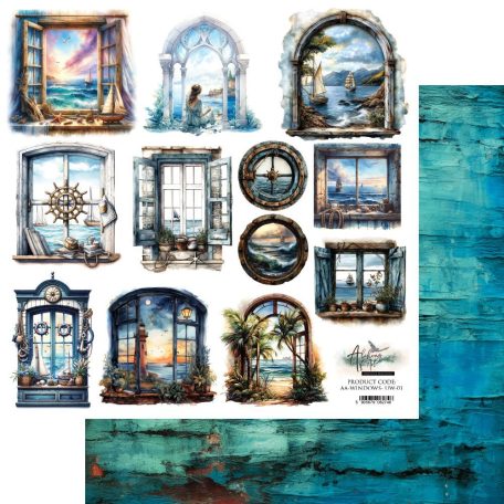 Alchemy of Art Kivágóív 12" (30 cm) - Underwater World - Windows - Art Alchemy Double-sided paper (1 ív)