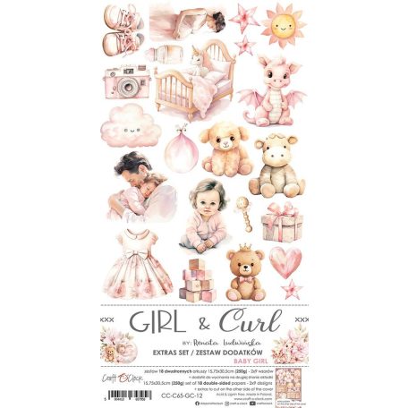 Craft O'Clock Kivágóív Girl & Curl Baby Girl Extras to Cut Set (18 ív)