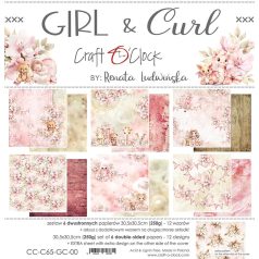   Craft O'Clock Scrapbook papírkészlet 12" (30 cm) Girl & Curl Paper Collection Set (6 ív)