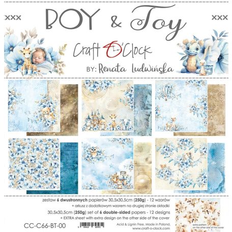 Craft O'Clock Scrapbook papírkészlet 12" (30 cm) Boy & Toy Paper Collection Set (6 ív)