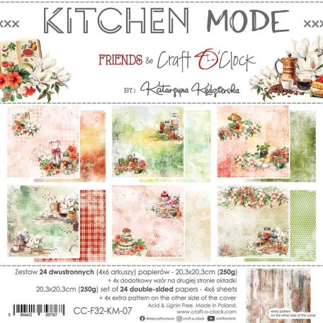 Craft O'Clock Scrapbook papírkészlet 8" (20 cm) Kitchen Mode Paper Collection Set (24 ív)