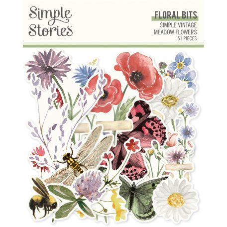 Simple Stories Simple Vintage Meadow Flowers Kivágatok Floral Bits & Pieces 1 csomag