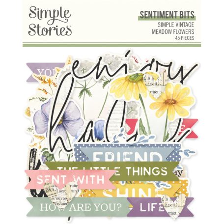 Simple Stories Simple Vintage Meadow Flowers Kivágatok Sentiment Bits & Pieces 1 csomag